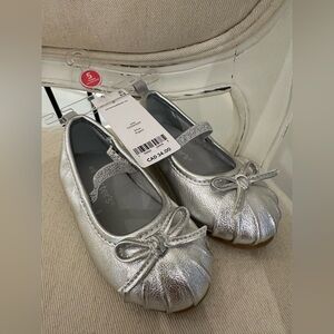 🦢 12~18 Mth Carter's Silver Baby Ballet Flats NWT